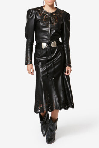 Chemise courte en cuir d&rsquo;agneau Nerida