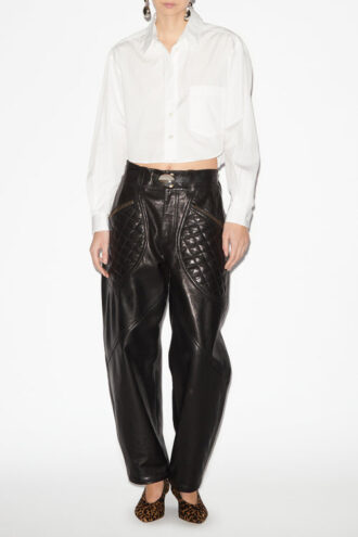 Chemise courte unie en soie mélangée Fleora