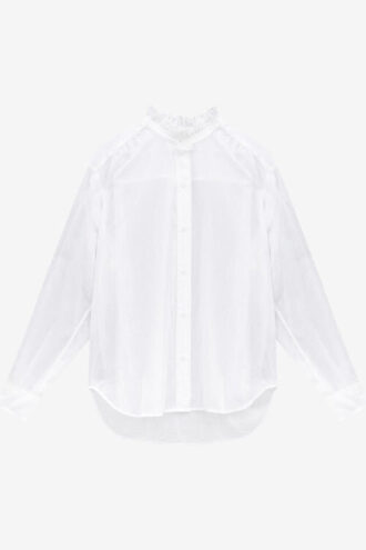 Chemise en coton à col volanté