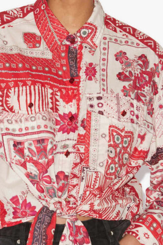 Chemise en voile de coton imprimé nouée Nathy