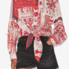 Chemise en voile de coton imprimé nouée Nathy Chemise en voile de coton imprimé nouée Nathy
