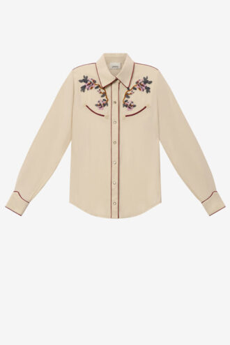Chemise occidentale en cady brodée de perles Yzea