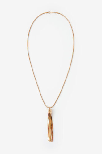 Collier long Naoki en laiton doré avec pompon