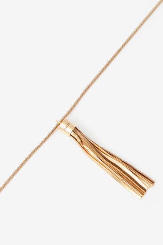 Collier long Naoki en laiton doré avec pompon