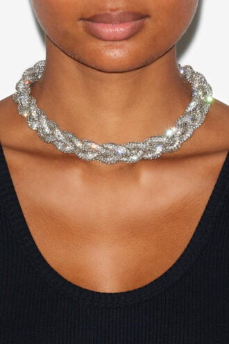 Collier ras-du-cou tressé avec strass Yua