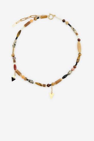 Collier Yulian avec pierres, bois et pendentif