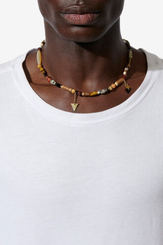 Collier Yulian avec pierres, bois et pendentif