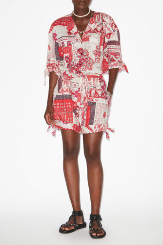 Combinaison-short en voile de coton imprimé Niely