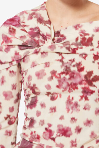 Danka Top drapé en soie stretch imprimé