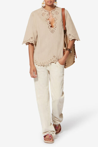 Haut en coton ajouré style tunique Shana