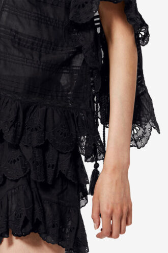 Haut en coton et dentelle florale style caftan Payton Haut en coton et dentelle florale style caftan Payton
