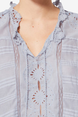 Haut en coton et dentelle florale style caftan Payton Haut en coton et dentelle florale style caftan Payton