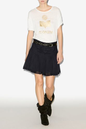 Jupe courte en coton et dentelle Goldie