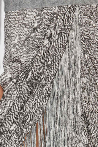 Jupe drapée Roany en velours dévoré à franges