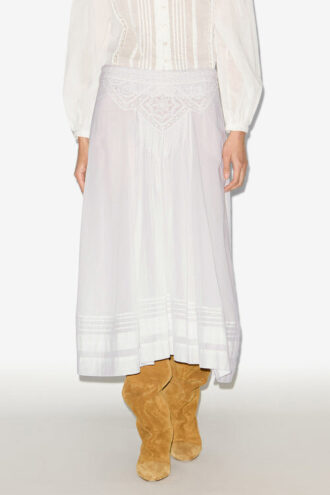 Jupe longue en coton et dentelle Garliana