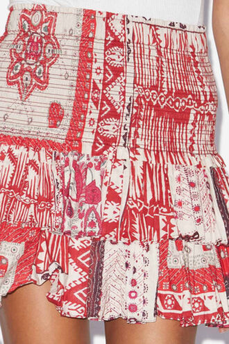 Jupe Naomi en voile de coton smocké avec imprimé bandana