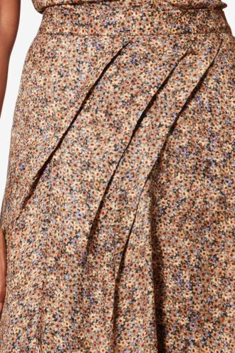 Jupon en jacquard de soie à fleurs Cacia
