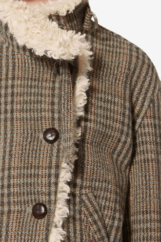 Manteau court en laine vierge à carreaux Prince de Galles Fadia