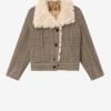 Manteau court en laine vierge à carreaux Prince de Galles Fadia