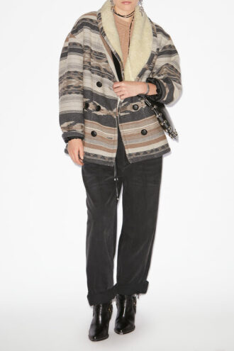 Manteau en laine à motifs graphiques Dorcas