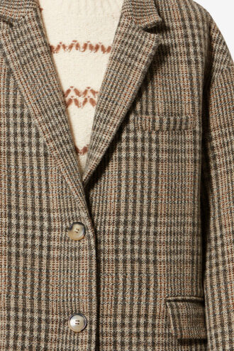 Manteau en laine vierge à carreaux Prince-de-Galles Limizia Manteau en laine vierge à carreaux Prince-de-Galles Limizia