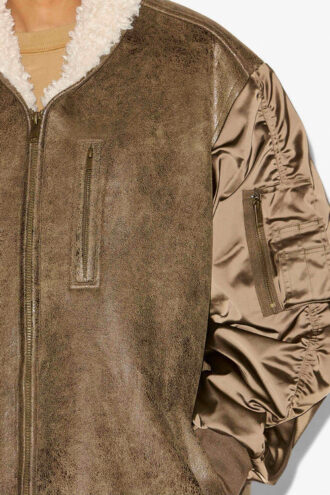 Manteau en satin et simili cuir Evina