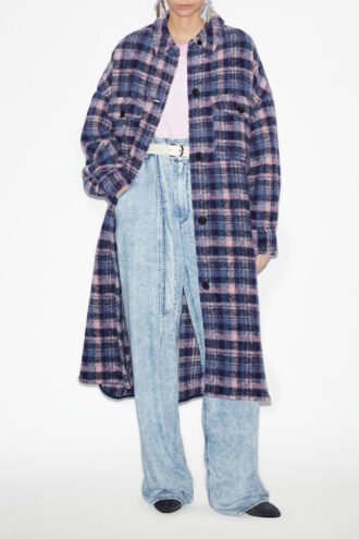 Manteau long à carreaux en laine mélangée Fontizi