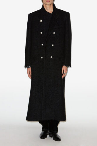 Manteau long en laine brossée Gil