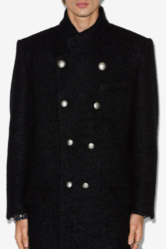 Manteau long en laine brossée Gil