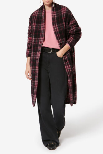 Manteau long en laine à carreaux Gabriel
