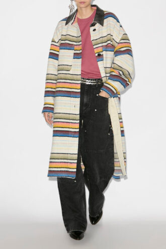 Manteau long en laine rayée Djila Manteau long en laine rayée Djila