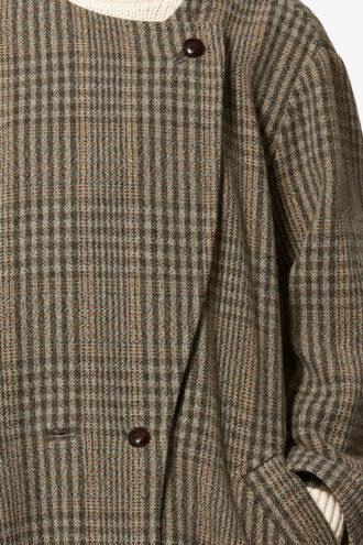 Manteau long en laine vierge à carreaux Prince de Galles Renée