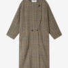 Manteau long en laine vierge à carreaux Prince de Galles Renée