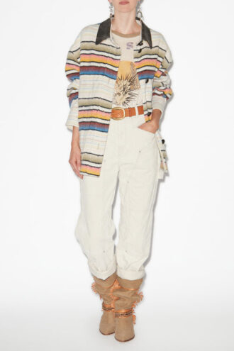 Manteau oversize en laine rayée Dayvi