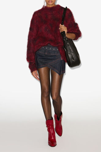 Mickaella Pull long en mohair brodé