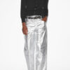 Pantalon Aude en coton enduit argenté