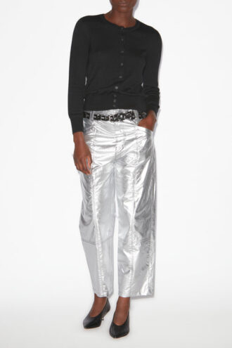 Pantalon Aude en coton enduit argenté
