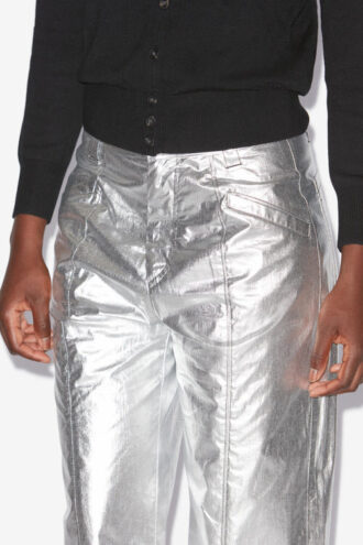 Pantalon Aude en coton enduit argenté