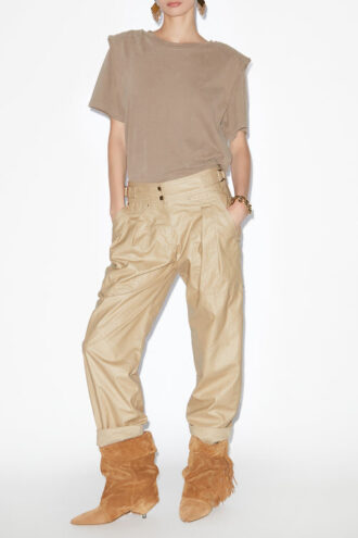 Pantalon droit en lin enduit Fidji