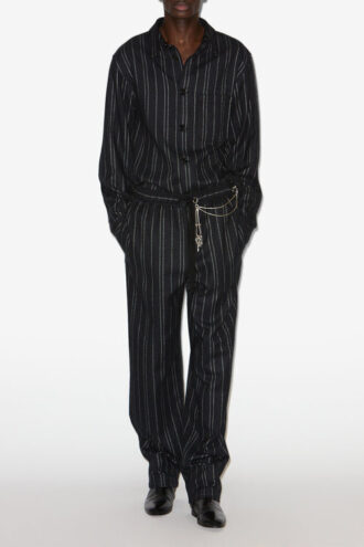 Pantalon en coton rayé Isaki