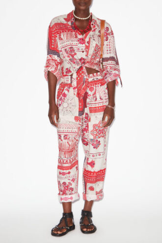 Pantalon en voile de coton imprimé bandana Fedora