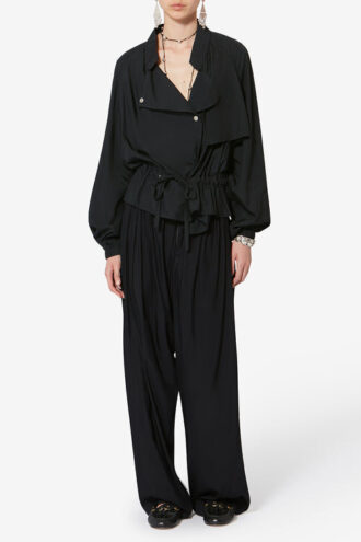 Pantalon Inaya à jambes larges et ceinture superposée