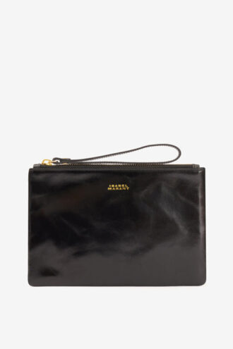 Pochette en cuir brillant Mino