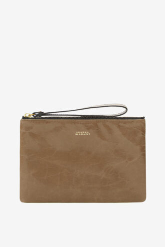 Pochette en cuir brillant Mino
