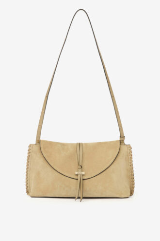 Pochette en cuir de veau suédé tressé Silao