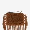 Pochette plate en cuir à franges