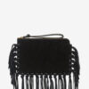 Pochette plate en cuir à franges