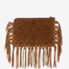 Pochette plate en cuir à franges