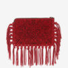Pochette plate en cuir à franges