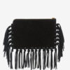 Pochette plate en cuir à franges